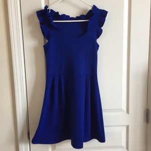 Royal Blue Ruffle Shoulder Dress